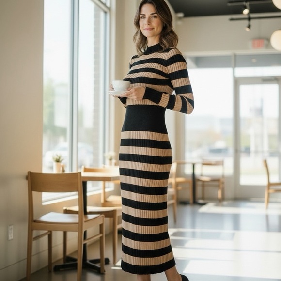 Gabrielle Union Dresses & Skirts - New York & Co.- Gabrielle Union collection - Elegant Striped Long Sleeve Dress